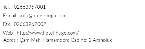Hotel Hugo telefon numaralar, faks, e-mail, posta adresi ve iletiim bilgileri
